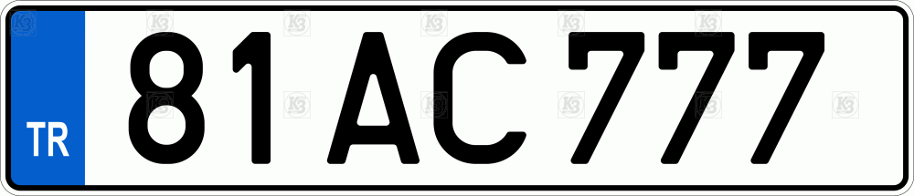 Автомобильный номер Турции